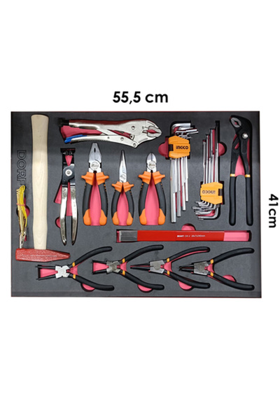 dorf 31 Parça Dolu Eva Seti Segman Çekiç Alyan Seti İçerik 55,5cm x 41cm