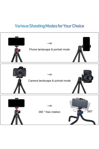 ulanzi MT-11 Camera Tripod - Mini Flexible Stand with Hidden Phone Holder & Cold Shoe Mount