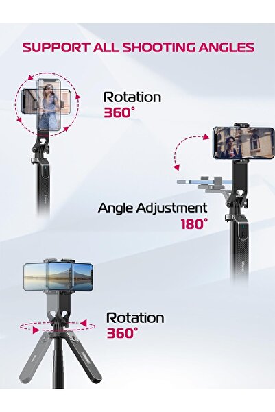 ulanzi MA09 Extendable Phone Tripod 71" Selfie Stick Vlog Quadrapod with Rechargeable Remote