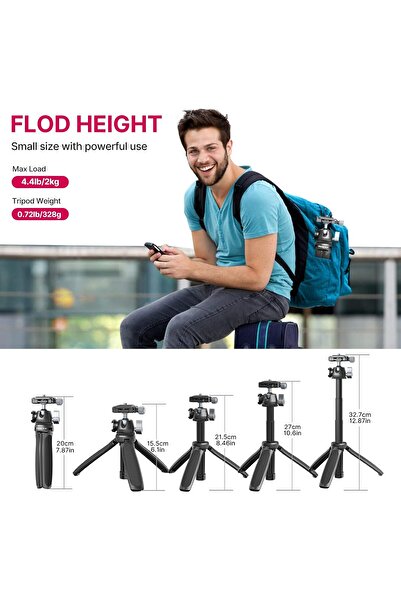 ulanzi MT-47 Camera Tripod Aluminum Mini Travel Tripod with 360° Ball Head & Arca Quick Release