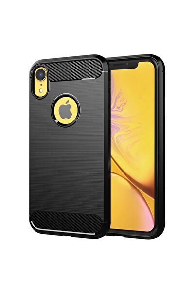 SKYDDAR INNOVATION Θήκη για iPhone XR, Σιλικόνη άνθρακα, Λεπτή σιλικόνη, με υφή ινών άνθρακα, σετ αυτοκόλλητων, μαύρη