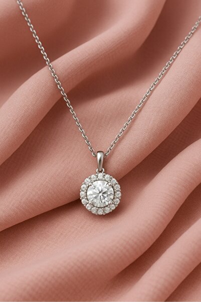 Crystal Diamond Zirconia Işıklı kutuda pırlanta montür zirkon taşlı tektaş kolye