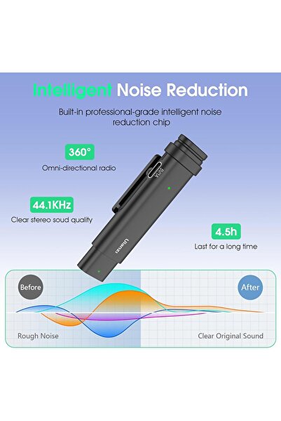 ulanzi Wireless Lavalier Microphone for Smartphones, Plug-Play Mic with Type-C Charging Cable