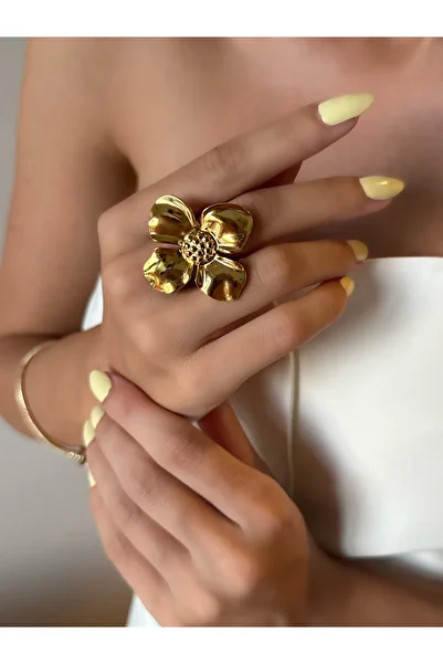 AYLAKAYA Steel Ring with Flower Figure (Adjustable)