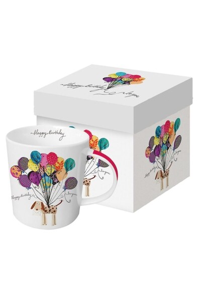 OEM Cana cadou din porțelan pentru ceai și cafea ‘La mulți ani’, 350 ml