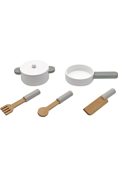 PROCART Wooden and MDF kitchen for children, microwave, sink, shelves, cooking utensils, 60x30x85 cm, white