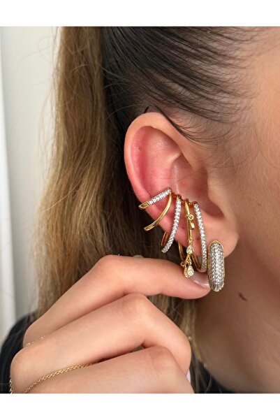 ALİA Ear cuff kıkırdak kadın şık gold sarı