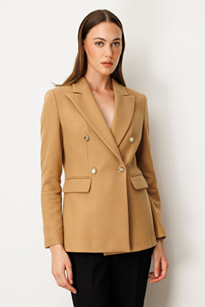 Ekol Double-Breasted Collar Cashmere Jacket