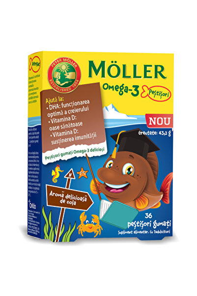 Möller's Jeleuri Omega 3 cu aromă de pește, cola, 36 de jeleuri