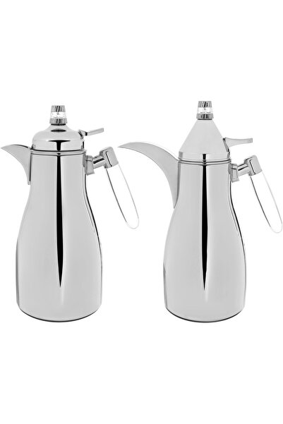 rexa thermos set, two pieces, 1/1 liter, thermal glass inner container, steel outer shell