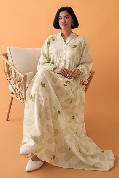 InStyle Kardelen Çiçeği Mint Yeşili Mango Elbise