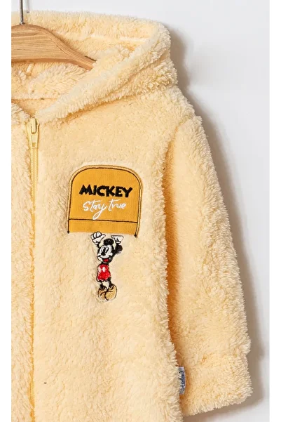 Chicsy Baby Winter Sweet Welsoft Mickey Embroidered Zippered Hooded Baby Jumpsuit