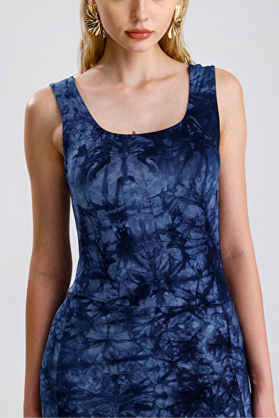 Sense Sleeveless Square Neck Knitted Viscose Dress |   Elb36253 Batik Drawer