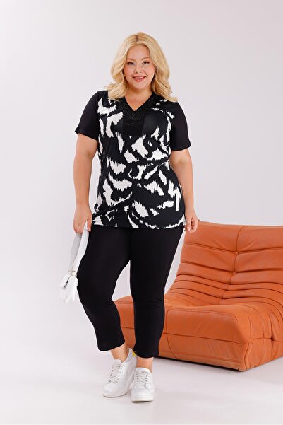 Siyezen V-Neck Trousers with Pockets Set