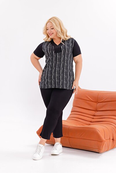 Siyezen V-Neck Trousers with Pockets Set