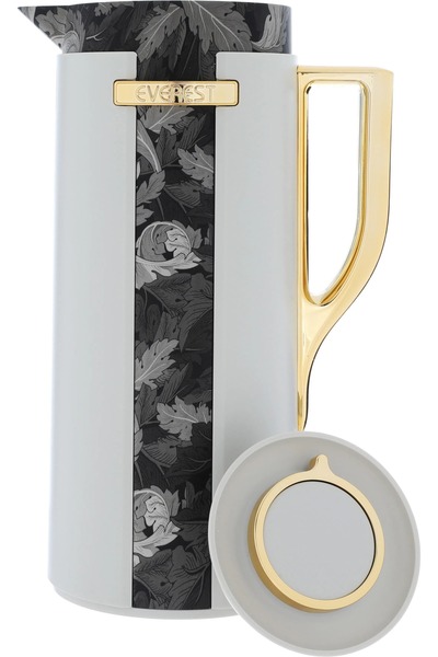 Everest Widad Thermos, 1 liter, wooded pattern, thermal glass inner shell, light gray