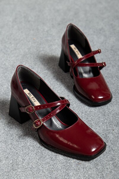 Mc vay Shoes Mary Jane Block Heeled Cross Strap Stylish Women's Classic Heeled Shoes with Orthopedic Sole Detail