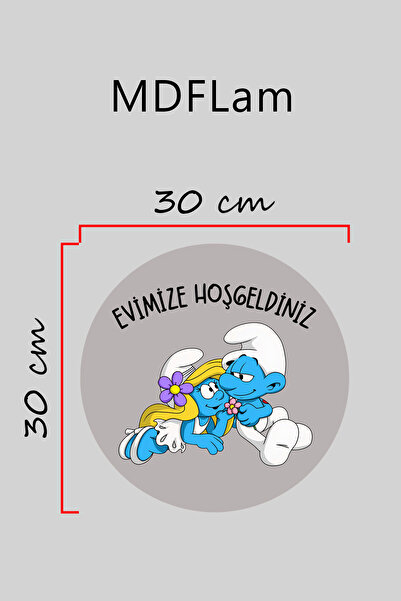 Dormot Digital Print Gray, Standard, Welcome to Our Home with a Smurf Theme, Door Ornament, Wall Ornament