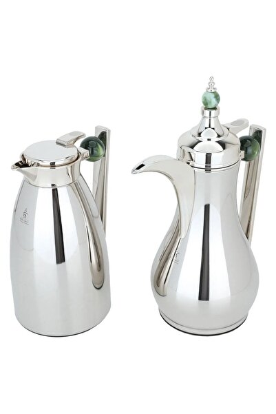 rexa thermos set, 1/1 liter, two pieces, thermal glass inner container, steel outer shell