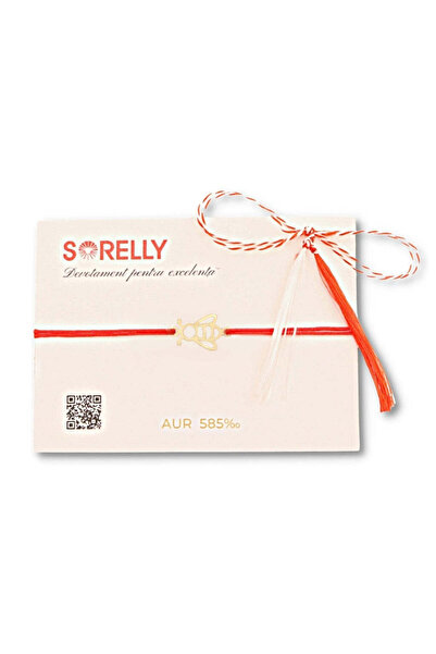 Bijuteria SORELLY Brățară Martisor din aur de 14k cu șnur roșu, albină