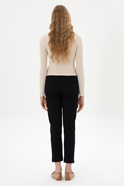 U.S. Polo Assn. Women's Navy Blue Carrot High Waist Fit Canvas Pants 50316902-Vr033