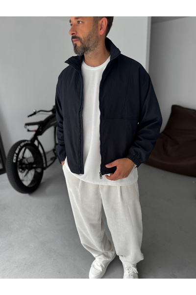 BYBASICMAN Navy Blue Waffle Fabric Seasonal Jacket Tw-1008