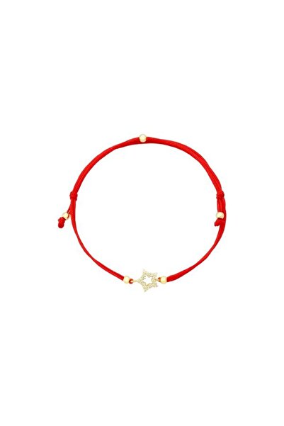 Bijuteria SORELLY Bratara Aur 14k Snur Rosu Stea cu Pietre Zirconia