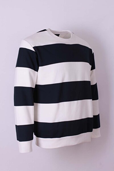 trender White-Navy Blue Men's Sweatshirt 5790-1