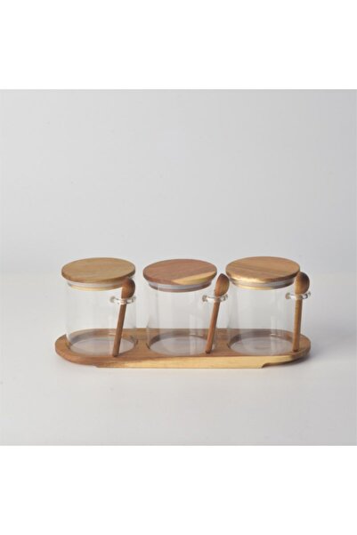 Tohana Akasya Standlı - Kapaklı - Kaşıklı Üçlü Kavanoz