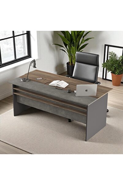 Robin Home Ofis Çalışma Masası 180*90cm Gri-Kahve