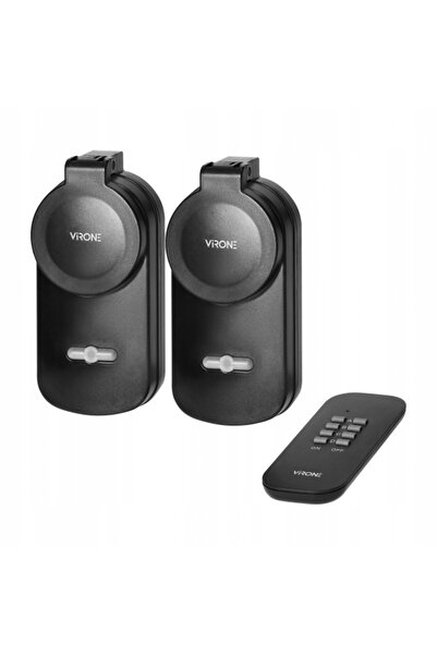 Virone Set of 2 wireless SOCKETS WITH REMOTE CONTROL 2+1 SCHUKO Black
