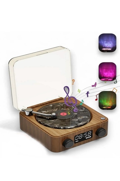 newnet Ahşap Pikap Görünümlü Mini Radyo Kablosuz Bluetooth Hoparlör-Renkli Işıklı Hareketli Radyo