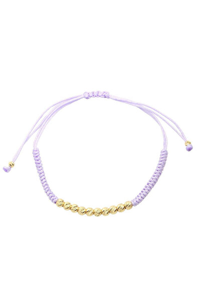 Bijuteria SORELLY Bratara Snur Impletit Mov cu Bile de Aur 14k 4mm