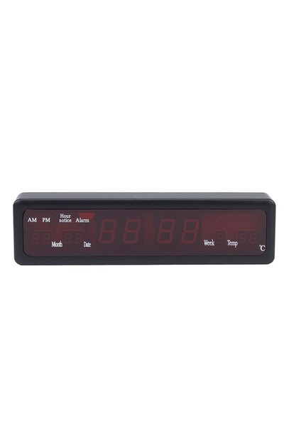 caixing Digital wall clock, LED display, AM/PM, date, thermometer, Red