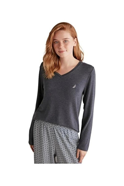 Vintora W618 Women's Patchwork V Neck Long Sleeve Pajama Set