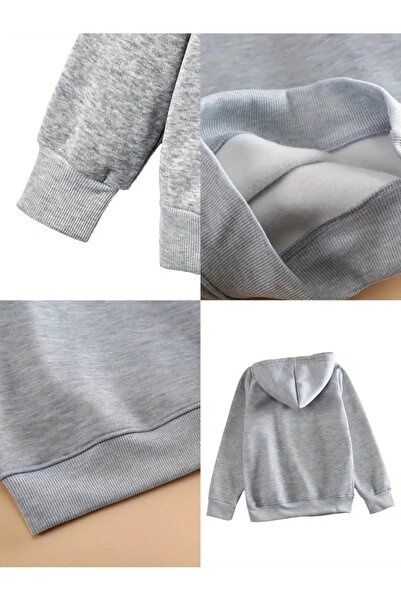 oneagılyazı Kışlık Kapüşonlu Sweatshirt, Çocuk Örümcek Ağ Kalpli Baskılı