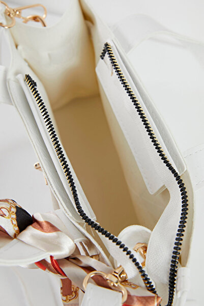 Arma Life Women's Scarf Detailed Daily Stylish White Handbag