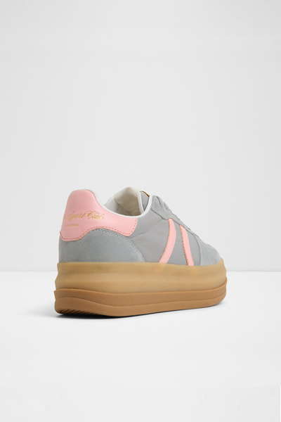 Aldo Elabrintar - Women's Gray Genuine Suede Lace-Up Platform Sneaker