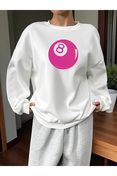 Aether سويت شيرت مطبوع بأكمام طويلة وقصة كبيرة الحجم