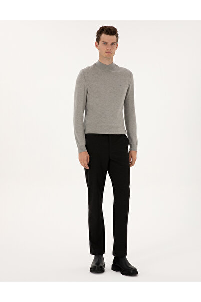 Pierre Cardin Siyah Regular Fit Beli Lastikli Kanvas Pantolon 50317282-VR046