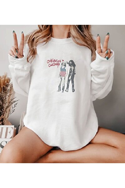 Aether سويت شيرت مطبوع بأكمام طويلة وقصة كبيرة الحجم