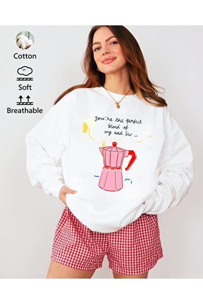 Aether سويت شيرت مطبوع بأكمام طويلة وقصة كبيرة الحجم