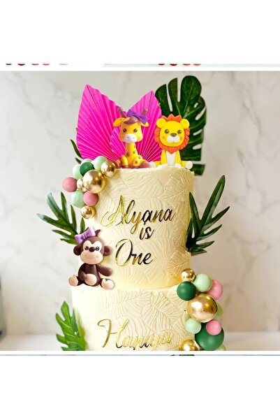 fusis flower Safari temalı şeket hamuru görünümlü pasta süsü