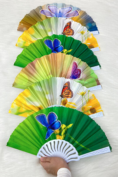 ZEYMERADE مروحة وصيفة العروس منقوشة على شكل فراشة بألوان مختلطة، هدية لحفلات ...