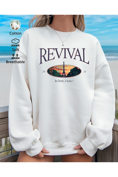 Aether سويت شيرت مطبوع بأكمام طويلة وقصة كبيرة الحجم