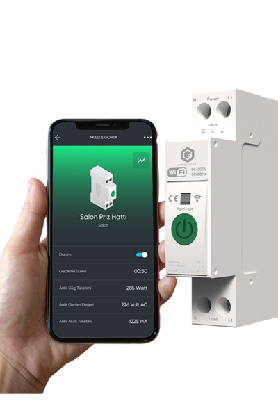 Hybrone Akıllı Wi-Fi 63A Sigorta - Akım Koruma Rölesi