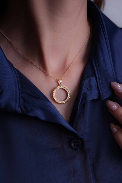 Kiriş Gümüş 925 Ayar Gümüş Çeyrek Altın Takmak İçin Kadın Gümüş Kolye (45+5CM) 1