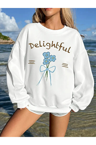 Aether سويت شيرت مطبوع بأكمام طويلة وقصة كبيرة الحجم