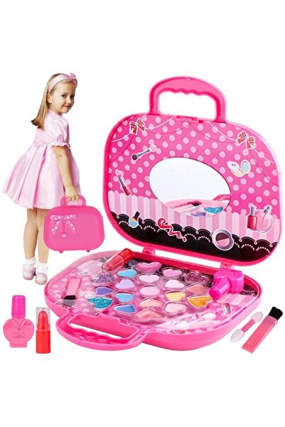 SOLTOY Jucarie set make up pentru fetite Poseta cu fundita SOLTOY®, 19 Farduri in forma de inimioara