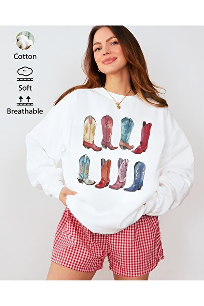 Aether سويت شيرت مطبوع بأكمام طويلة وقصة كبيرة الحجم